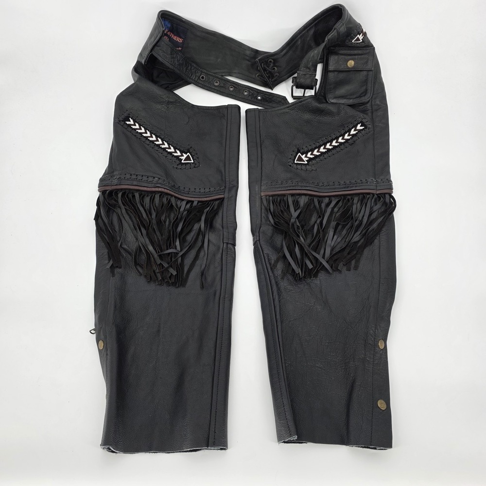 VANCE LEATHERS Men's MOTORCYCLE BIKER‎ Chaps XL Embroidered Tassels Cycle Harley